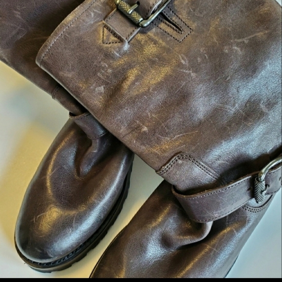 Frye Veronica Short Brown Leather Mid-Calf Boot - Picture 6 of 10